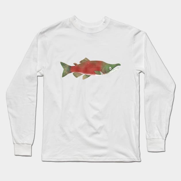 Little Sockeye Salmon Long Sleeve T-Shirt by tarynosaurus